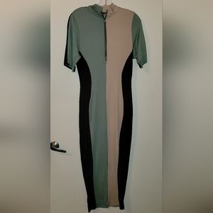 Zip front color block Maxi